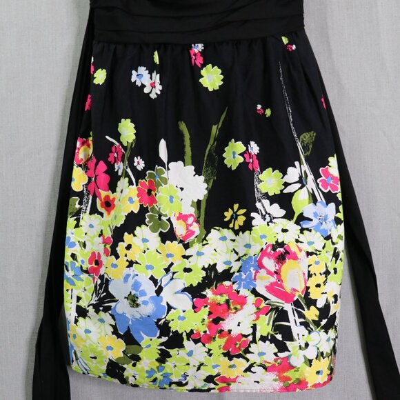 Torrid Fit & Flare Dress 12 Black Floral Sweetheart Neck Waist Tie Full Skirt - Picture 16 of 16